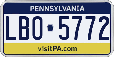 PA license plate LBO5772