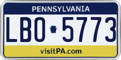 PA license plate LBO5773