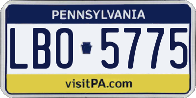 PA license plate LBO5775