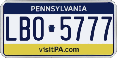 PA license plate LBO5777