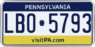 PA license plate LBO5793
