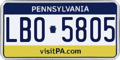 PA license plate LBO5805