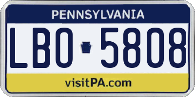 PA license plate LBO5808
