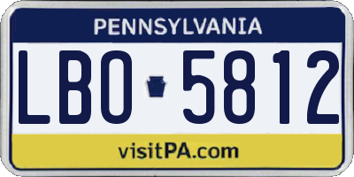 PA license plate LBO5812