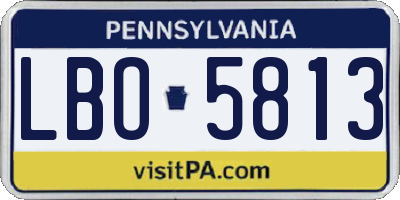 PA license plate LBO5813