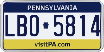 PA license plate LBO5814