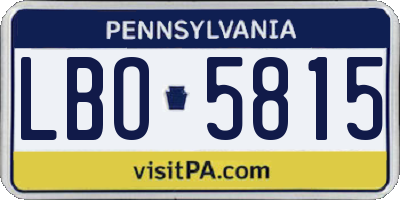 PA license plate LBO5815