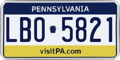 PA license plate LBO5821