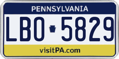 PA license plate LBO5829