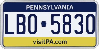 PA license plate LBO5830
