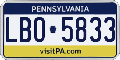 PA license plate LBO5833