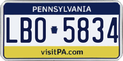 PA license plate LBO5834