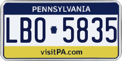 PA license plate LBO5835