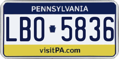 PA license plate LBO5836