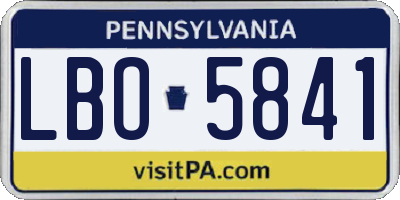 PA license plate LBO5841