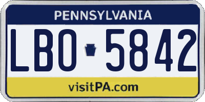 PA license plate LBO5842