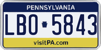 PA license plate LBO5843