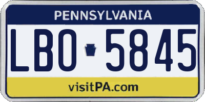 PA license plate LBO5845