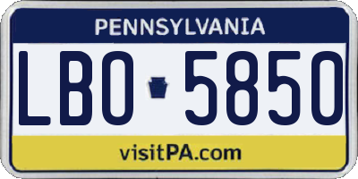 PA license plate LBO5850