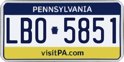 PA license plate LBO5851