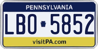 PA license plate LBO5852