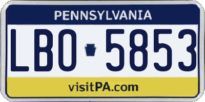 PA license plate LBO5853