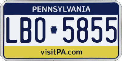 PA license plate LBO5855