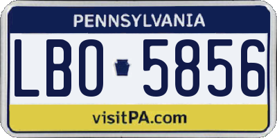 PA license plate LBO5856