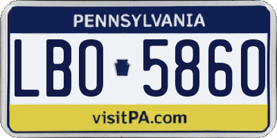 PA license plate LBO5860