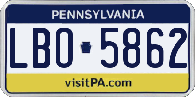 PA license plate LBO5862
