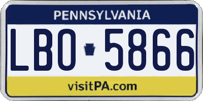 PA license plate LBO5866
