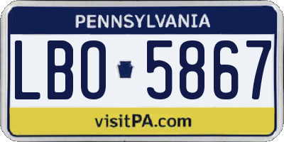 PA license plate LBO5867