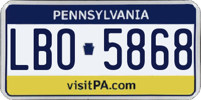 PA license plate LBO5868