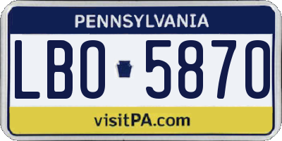 PA license plate LBO5870