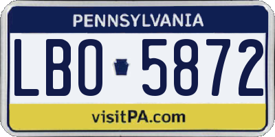 PA license plate LBO5872