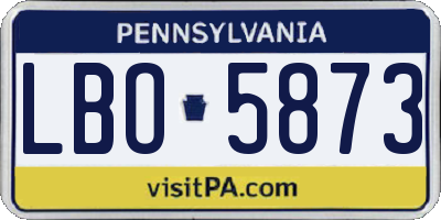 PA license plate LBO5873