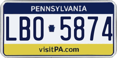 PA license plate LBO5874