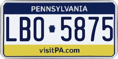 PA license plate LBO5875