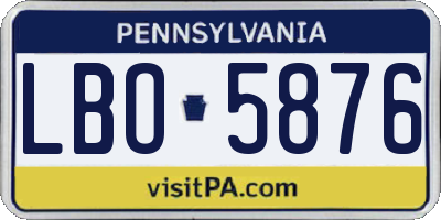 PA license plate LBO5876