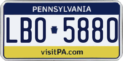 PA license plate LBO5880