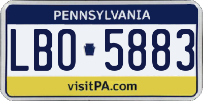 PA license plate LBO5883
