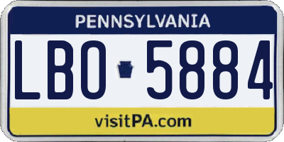 PA license plate LBO5884