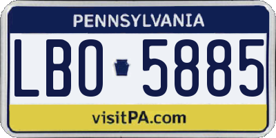 PA license plate LBO5885