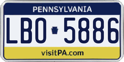 PA license plate LBO5886