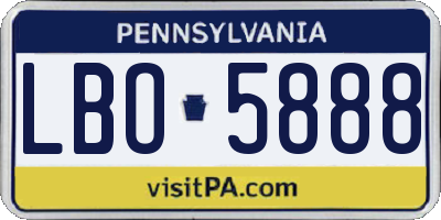 PA license plate LBO5888