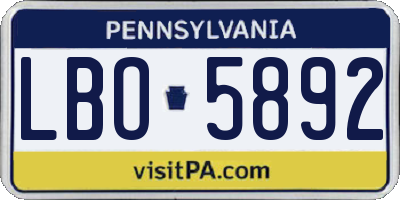 PA license plate LBO5892