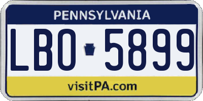 PA license plate LBO5899