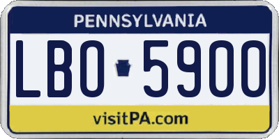 PA license plate LBO5900