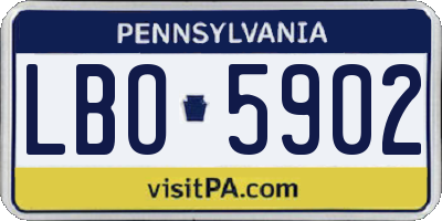 PA license plate LBO5902