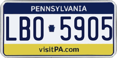 PA license plate LBO5905